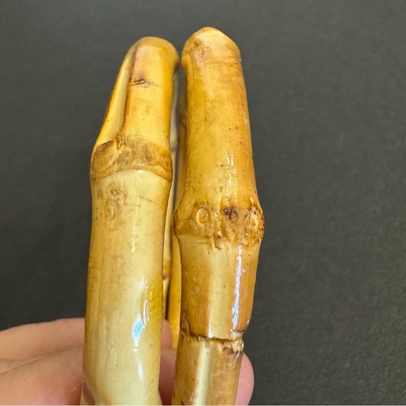 Vintage Wood Bamboo Light Weight Bangle Bracelets Lot Of 2 Bohemian - Picture 5 of 16